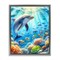 Stupell Industries Smiling Dolphin Under Sea Floater Framed Canvas Wall Art Design by LSR Design Studio